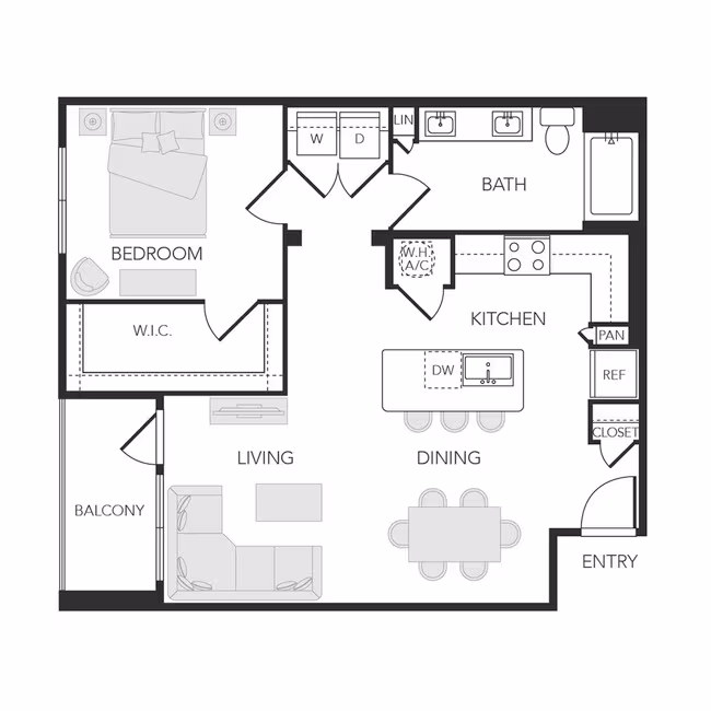 1 Bed • 1 Bath 07105 floor plan